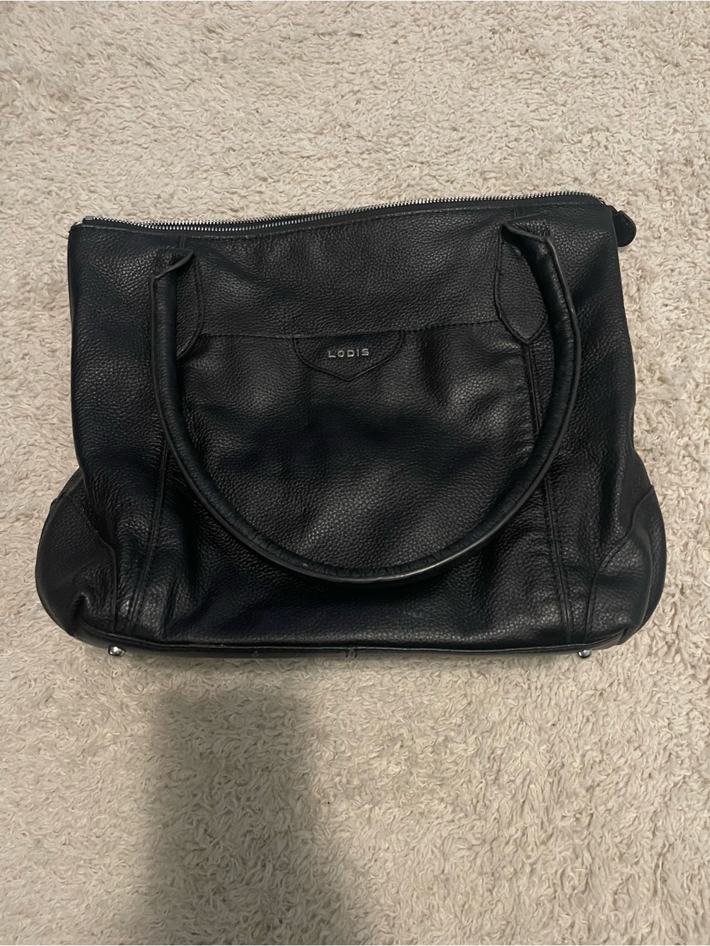 Lodis Black Pebbled Leather Tote